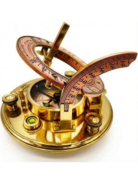 Home Gold Sundial Compass Sailing Vintage Anniversary Unique Nautical Clock